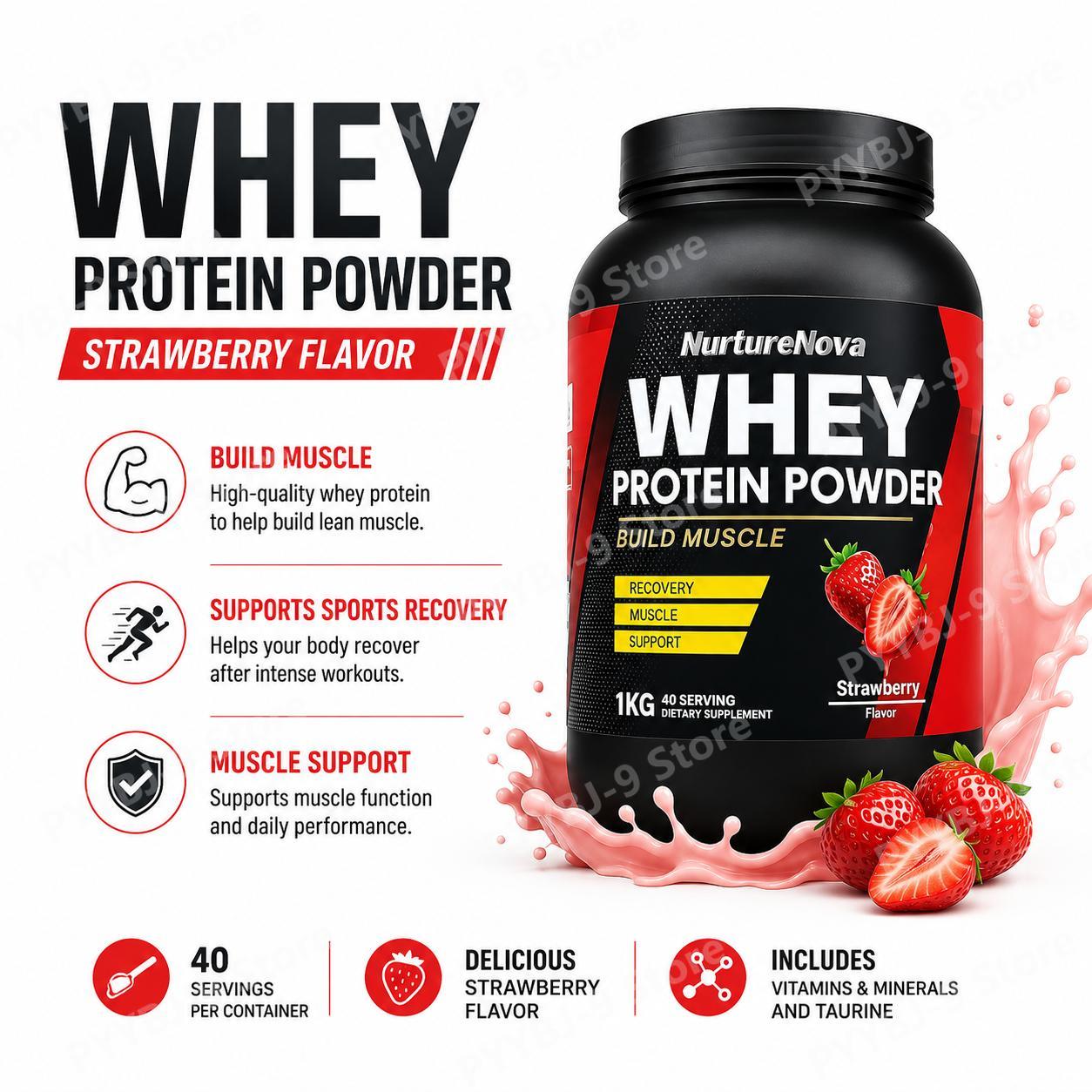 Nutrition For Fitness Training - NurtureNova Whey Protein Powder Sabor Morango