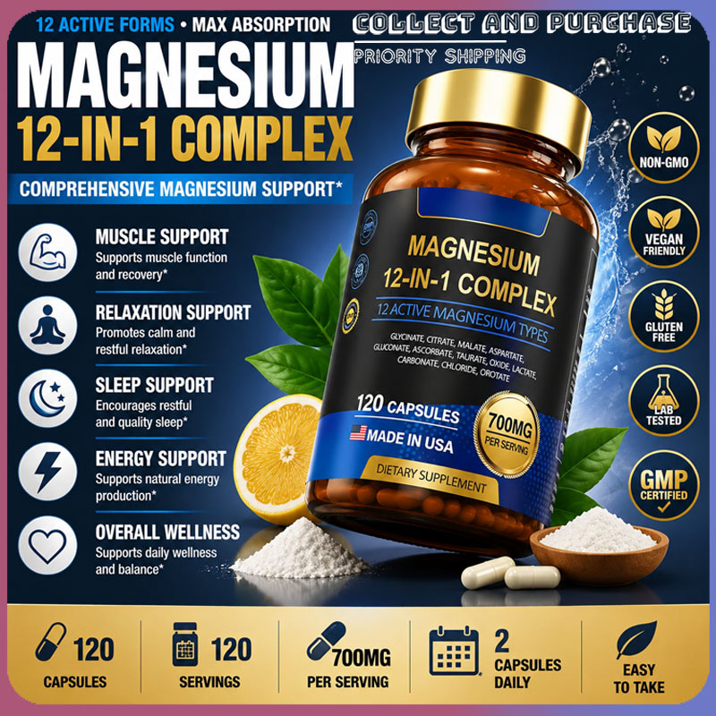 Magnesium Glycinate Capsule - Complexo de Magnésio Não-OGM 700mg com