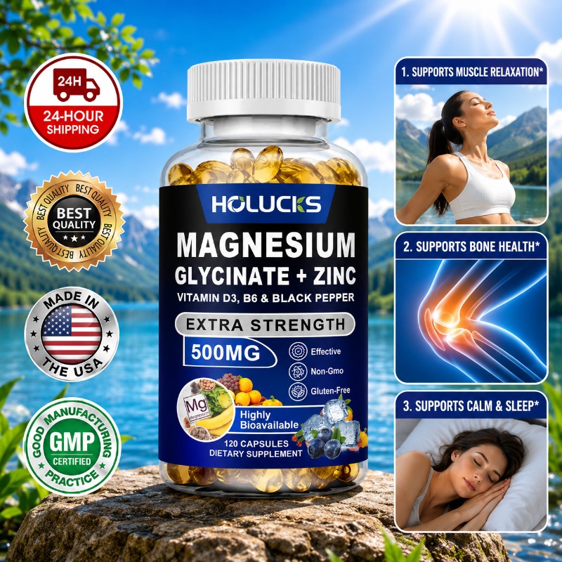 Magnesium Glycinate Capsule - Suplemento Orgânico de Magnésio e Zinco,