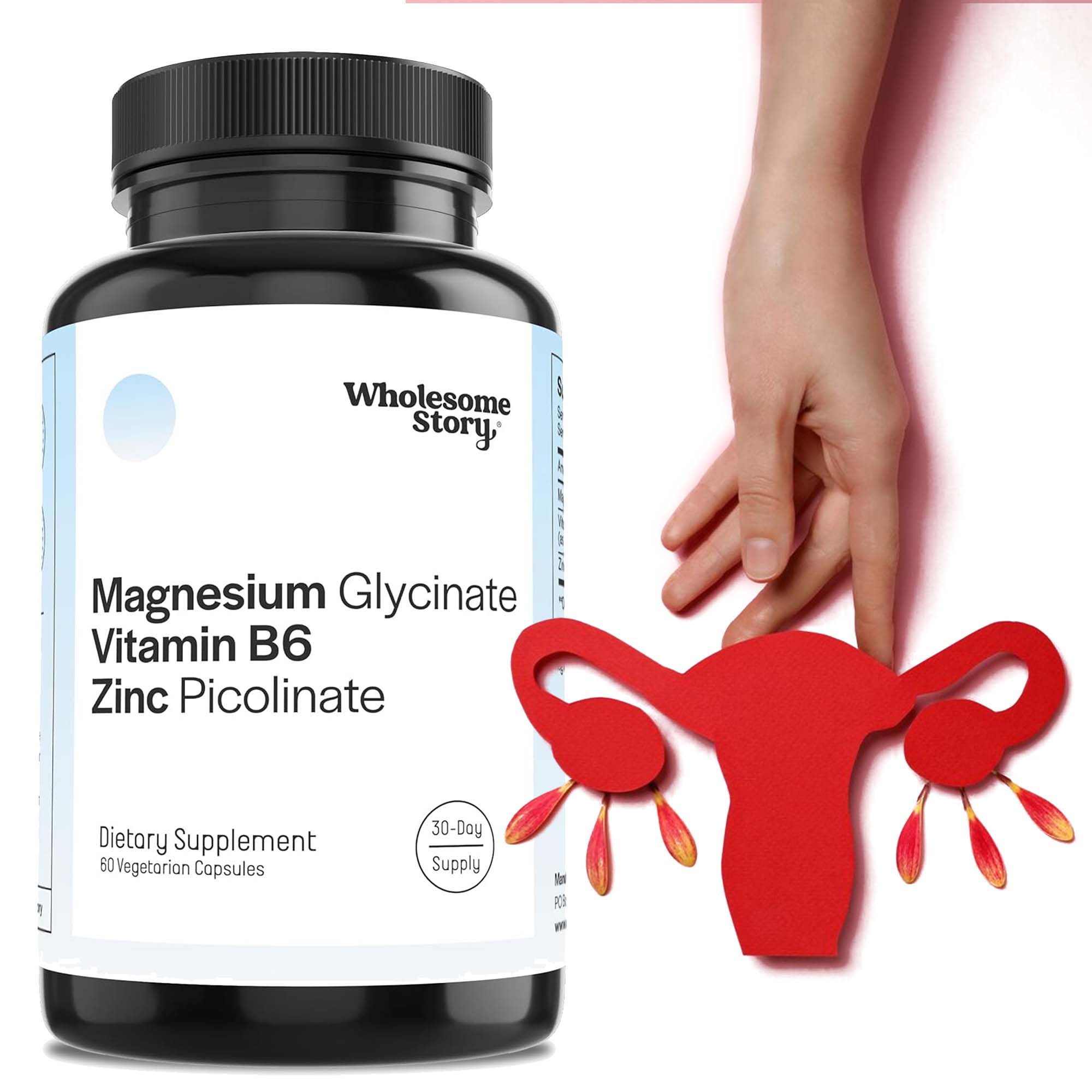 Magnesium Glycinate Capsule - Glicinar de magnésio, vitamina B6, suplementos