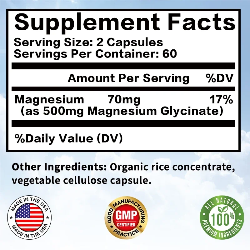Glicinato de Magnésio 500mg -  - Magnesium Glycinate Capsule avaliação e preço