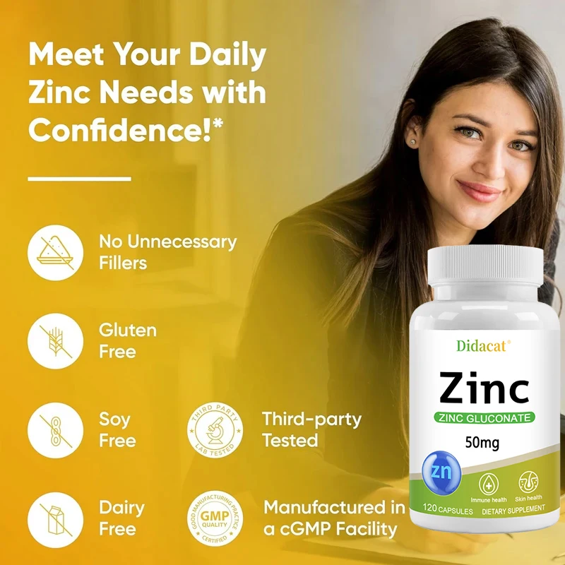 Zinco 50 mg - com gluconato de - Zinc Supplement 50Mg avaliação e preço